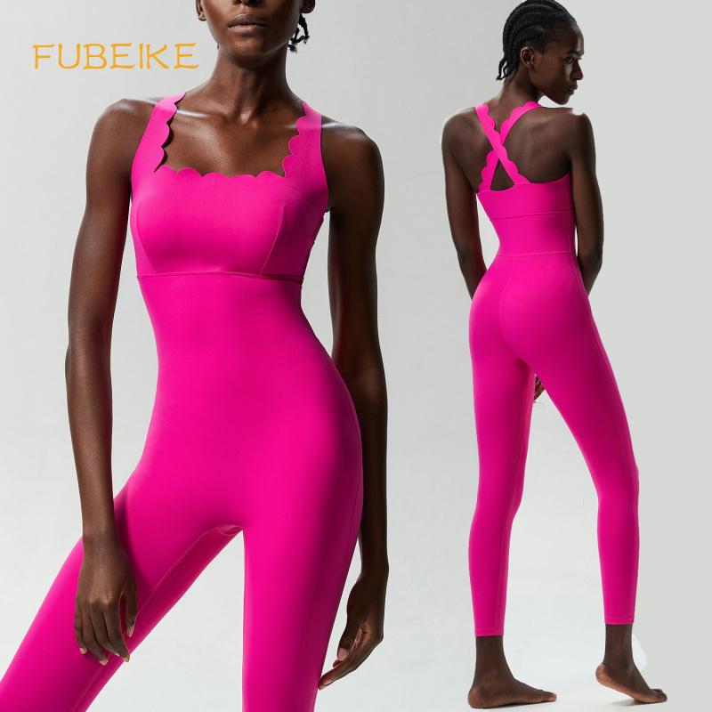 Yoga Fitness Stretching - FUBEIKE 小波ビューティーバックヨガフィットネスワンピース女性のプラスサイズタイトなスーパーストレッチスポーツウェアランニングベストジャンプスーツ