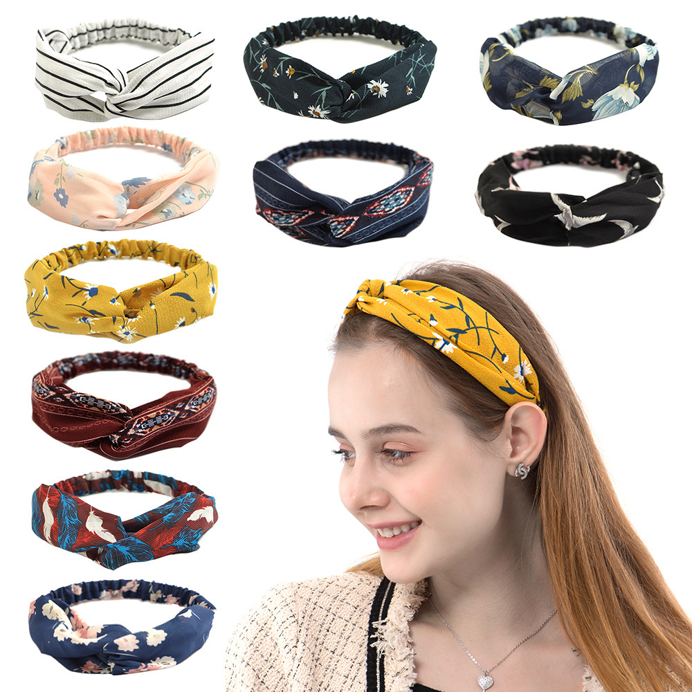 Stretch Strap Yoga - ファッションボヘミアンスタイルのヘアバンド弾性ヨガヘッドバンド女性帽子プリントヴィンテージクロスユニセックスシュシュヘアアクセサリー