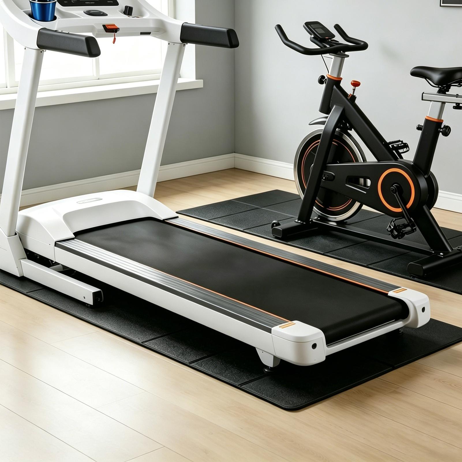 Gym Floor Mats - トレッドミルパッド床用ノンスリップ振動吸収防水トレッドミルフロアマット機器パッドホームジムオフィス屋内用