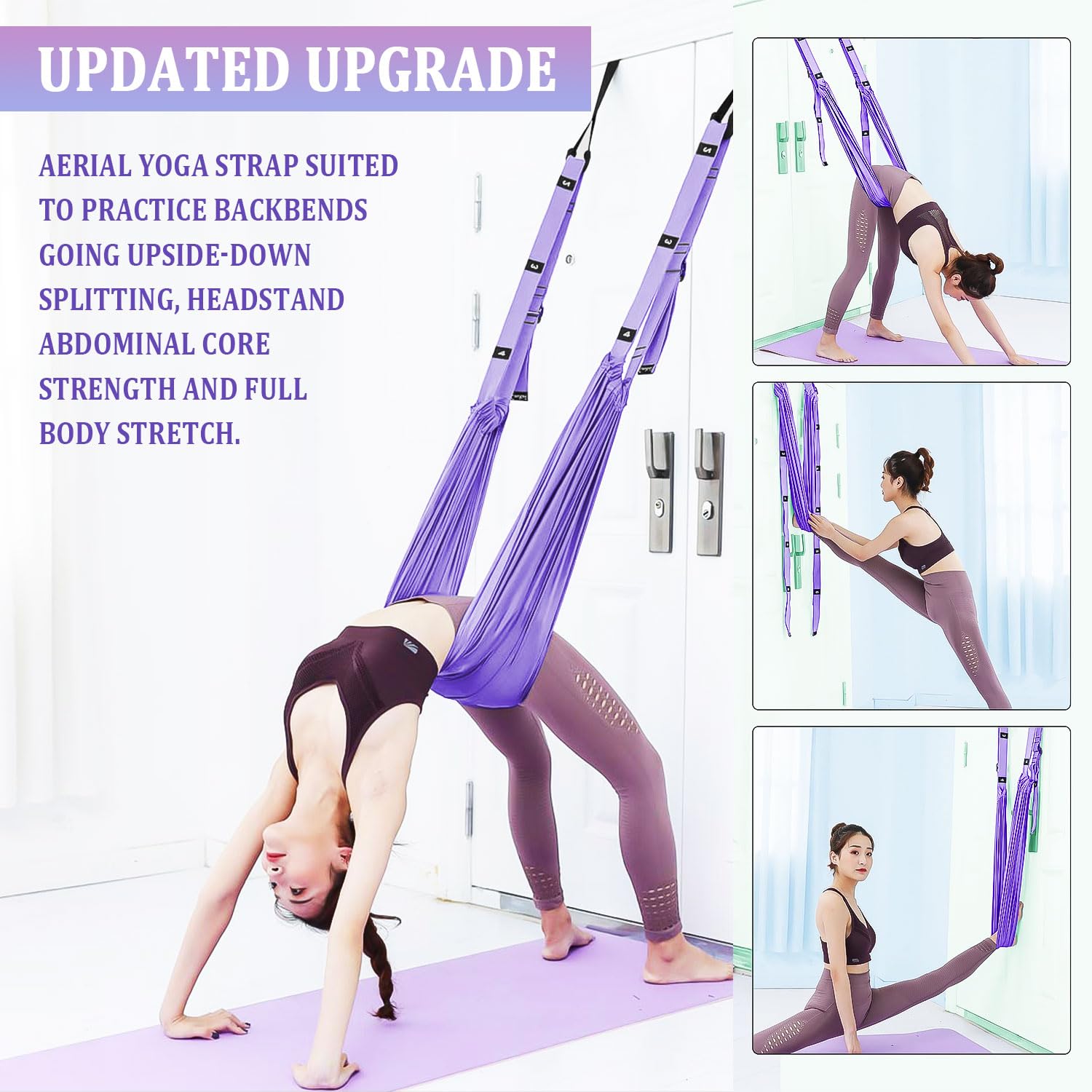 調節可能なドアエアリアルヨガストラップ、ホームヨガスイングス - Stretch Strap Yoga のレビューと価格