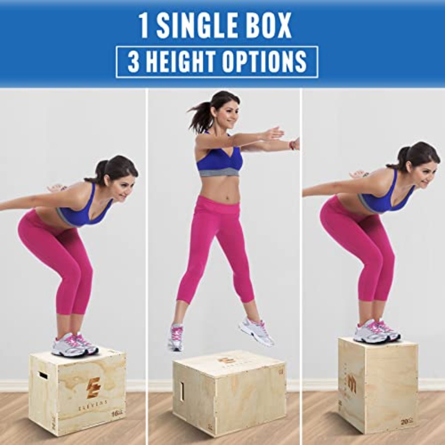 3 in 1木製プライオボックス（ジャンプトレーナー用）：バ - Plyo Jump Box のレビューと価格