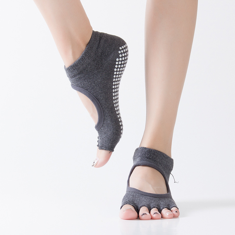 女性用5本指バックレスピラティスソックス、滑り止めフィットネ - Yoga Fitness Workout のレビューと価格