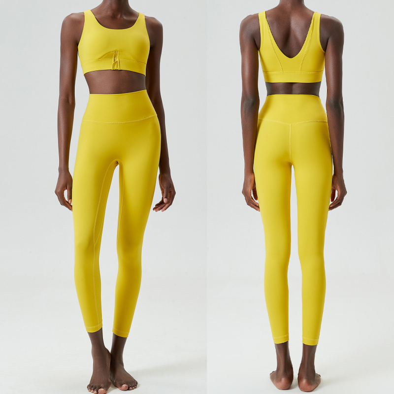 2 ピースセットジッパーヨガスポーツ衣装女性のためのソリッド - Yoga Fitness Outfit のレビューと価格