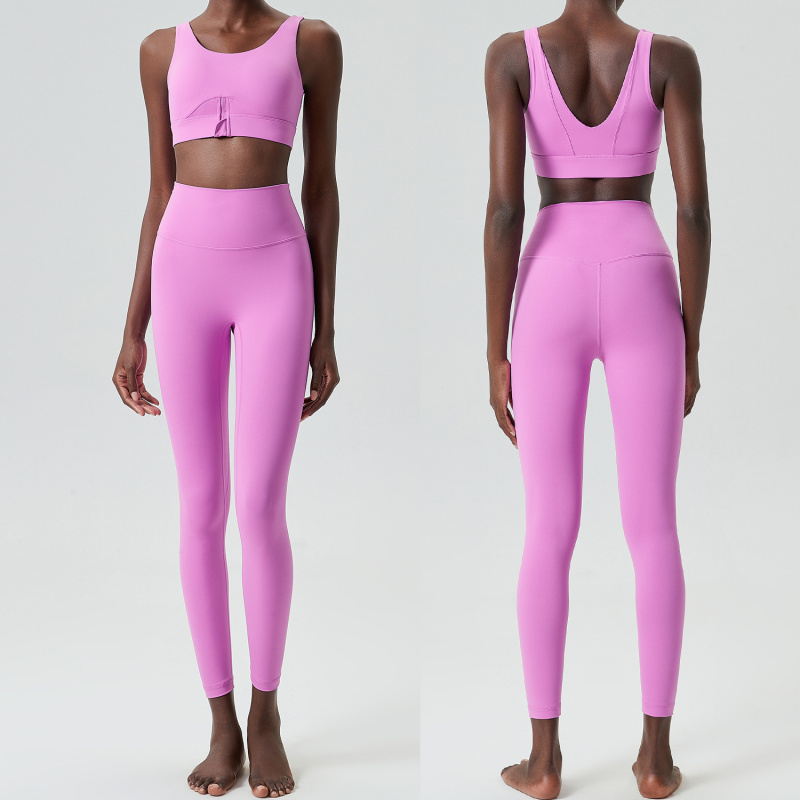 2 ピースセットジッパーヨガスポーツ衣装女性のためのソリッド - Yoga Fitness Outfit のレビューと価格