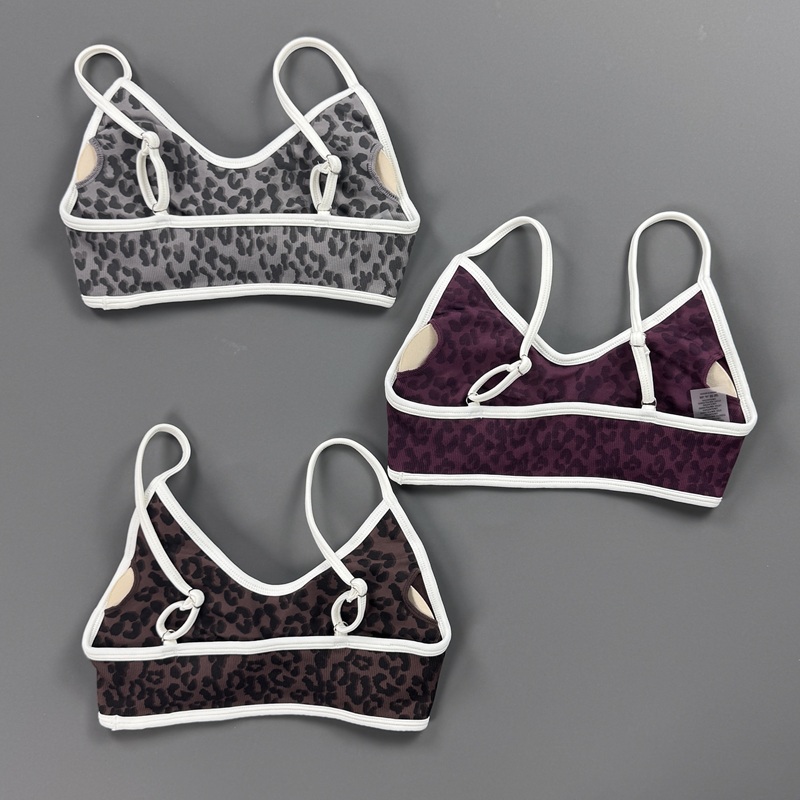 スポーツブラ女性ヒョウ柄薄型調節可能なストラップブラジャーリ - Yoga Fitness Stretching のレビューと価格