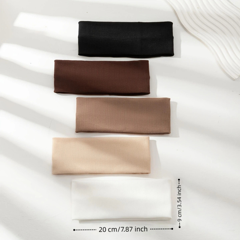 5 個の女性用カジュアルヘッドウェア、ソリッドカラーの幅広弾 - Stretch Strap Yoga のレビューと価格