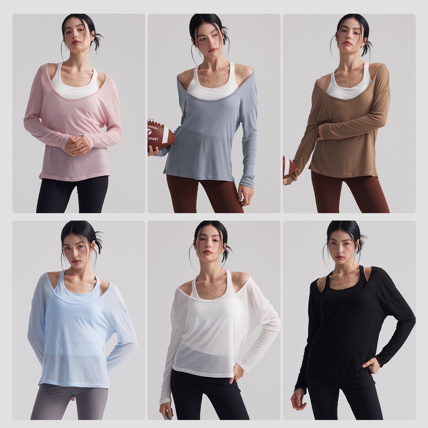 女性用ルーズセミシアー長袖アスレチックヨガチュニックトップピ - Yoga Fitness Outfit のレビューと価格