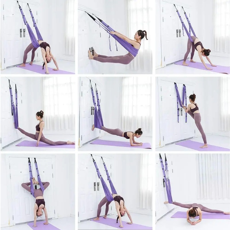 調節可能なエアリアルヨガハンモックセット ピラティス 反重力 - Stretch Strap Yoga のレビューと価格