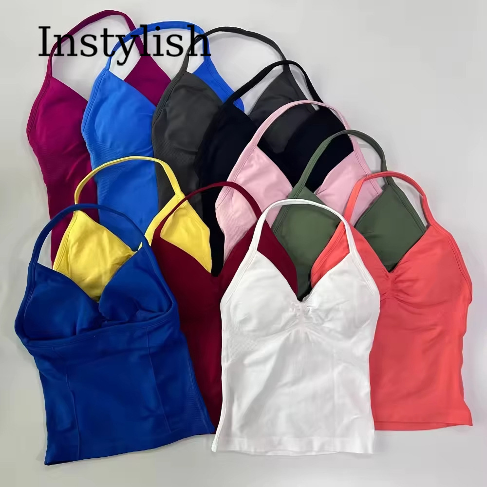 女性用シームレスヨガ2ピースセット ホルターVネック ルシュ - Yoga Fitness Outfit のレビューと価格