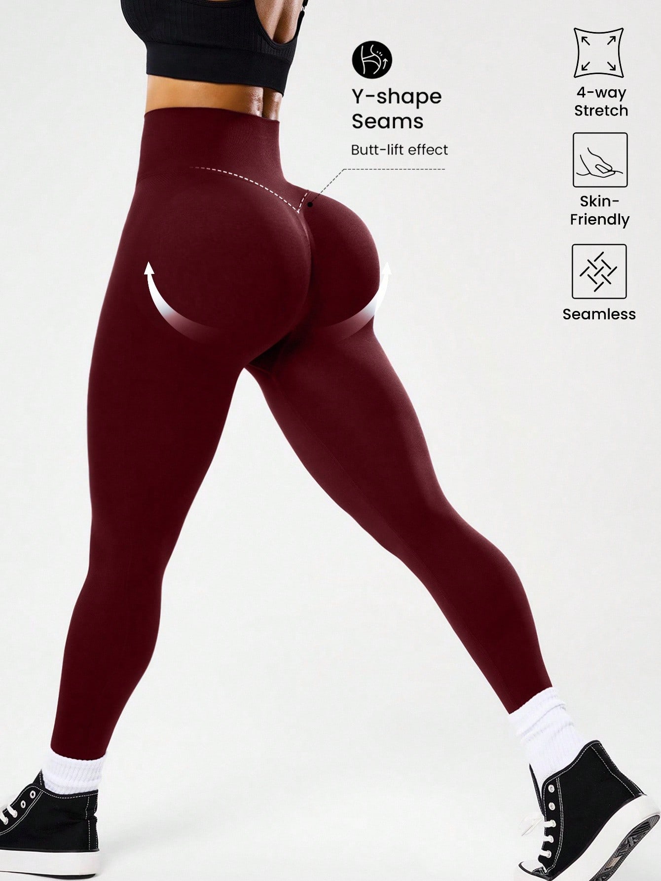 女性用ハイウエストシームレスヨガレギンス、4方向ストレッチ素 - Yoga Fitness Stretching のレビューと価格