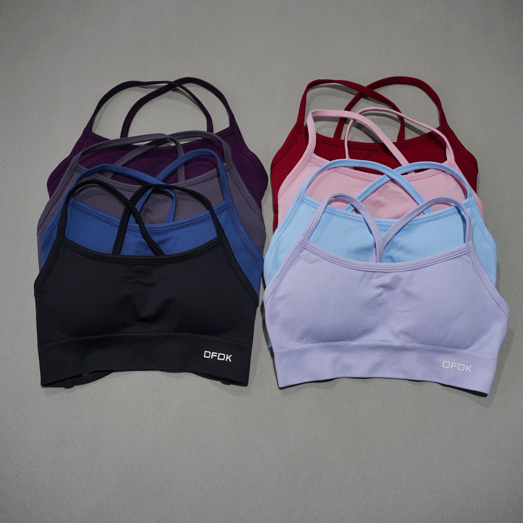DFDK リブ編みシームレスクロスバックヨガブラ女性用ワイヤ - Yoga Fitness Stretching のレビューと価格